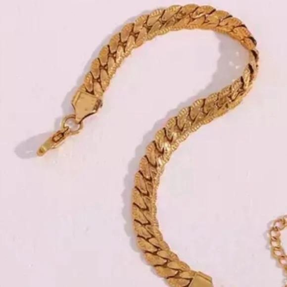 NEW 18K GOLD FLAT CHAIN BRACELET, NICE BRACELET, CUTE BRACELET - Picture 5 of 6